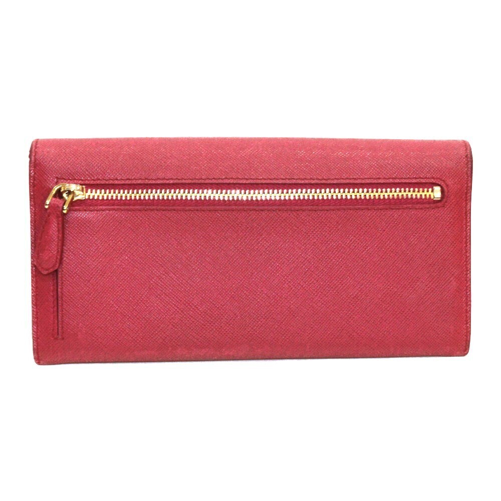 Prada Saffiano Pink Leather Wallet Long Button Pink